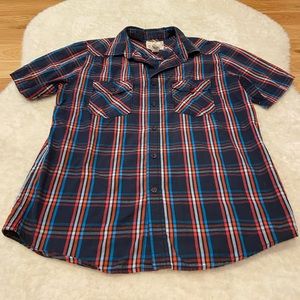 OP Short Sleeved Plaid Button Down Shirt